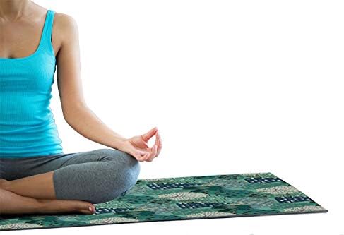 Ambesonne botanička joga ručnik, botanički motivi u stilu doodle iz različitih crtanih stabala geometrijskih oblika, neklizajući znoj za apsorpciju joge pilates pokrivač za vežbanje, 25 x 70, višebojni