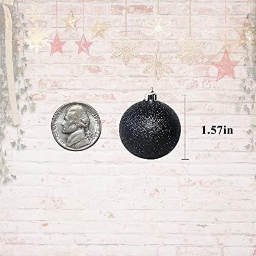 SDZS 34 pakovanje 1,57 inča crna Mini Glitter Ball Božićni ukrasi lopte minijaturne rustikalne dekoracije