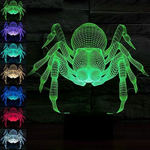 SUPERNIUDB 3D Spider Night Light Illusion Lamp efekat 7 boja mijenja noćno svjetlo kreativnog dizajna