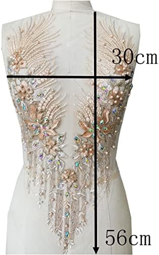 4Colour Handmade Rhinestones Applique Crystal zakrpe za obrezivanje 60 * 33cm za haljinu