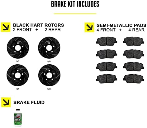 Hart kočnice Prednji stražnje kočnice i rotori Kit | Prednji stražnji kočni jastučići | Rotori i jastučići