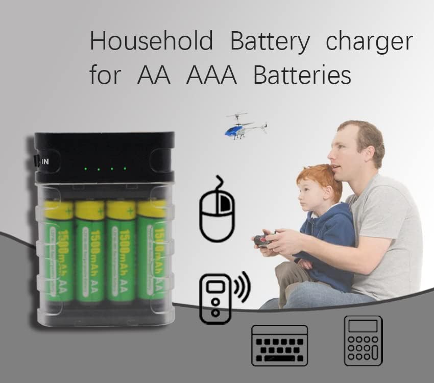 AA punjač za baterije uključuje 4 AA punjive baterije