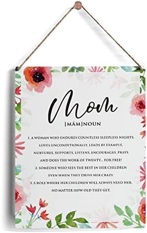 Mom Definicija Pokloni, rustikalna cvjetna mama Drveni znakovi za majčin dan za rođendan mama