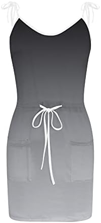 IcoDod Vestidos Ljetna haljina za žene Casual V izrez Vest bez rukava mini haljine podesivi džep za crtanje mini