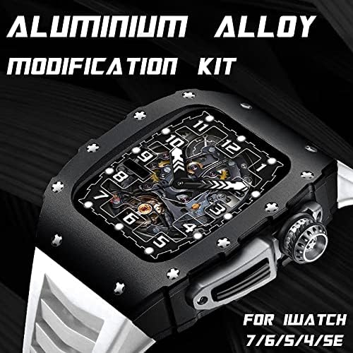 Trgovska futrola od aluminija za Apple Watch Band 44mm 45mm Fluororubber remen za IWatch seriju 7 6 5 4 SE DIY modifikacijska oprema