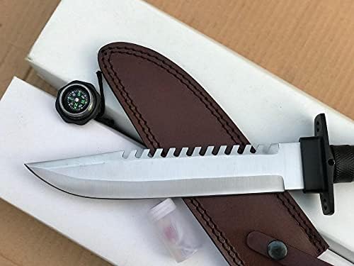 J & amp;s Urban Expedition 14 lovački nož sa omotačem/ vanjski nož s fiksnom oštricom | braon kožni omotač | Crna