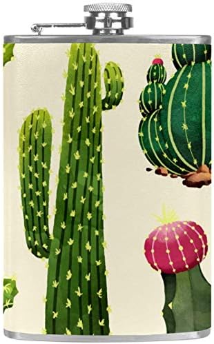 Hip tikvica za tečnost od nerđajućeg čelika nepropusna sa lijevkom 7.7 Oz kožna navlaka odlična poklon ideja tikvica - kaktus