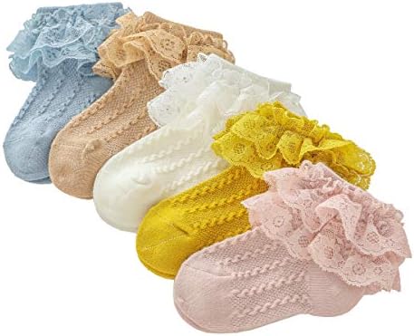 Bulizna 5 parova Toddler Baby Girl Ruffle ušice čipke Čarape Princess Frilly pletene pamučne kratke čarape za dječje dijete