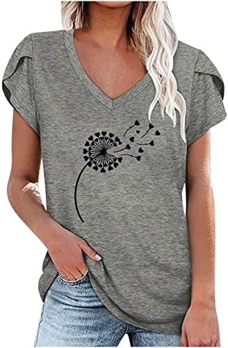 Košulja za ženske majice za laticu kratkih rukava Dandelion Print Tops 2023 Ljetna CrewNeck Tunika TOP