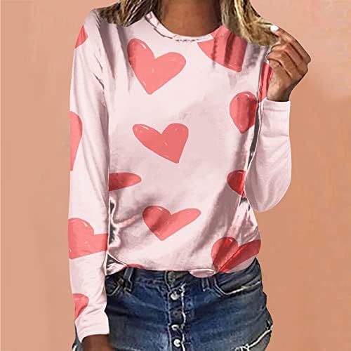 Ženske modne majice Valentines Gradijentno srce tiskano dugih rukava Ležerne prilike Crewneck Pulover