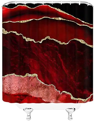 Wozawa Burgundy Crvena mermerna zavoja za tuširanje Moderna apstraktna mramorna zlatna tekstura Luksuzna estetska