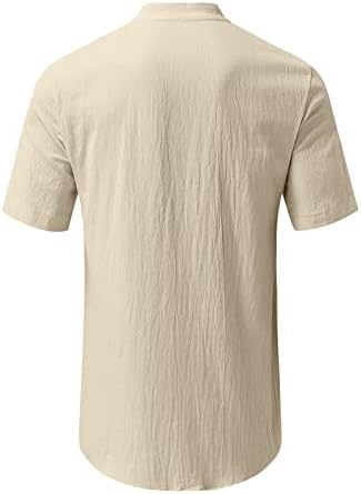 Uangkou casual ljetne majice za muškarce muške posteljine dolje majica kratkih rukava majica na plaži sa džepom za muškarce