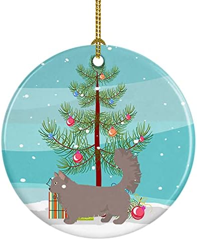 Caroline's Treasures CK4718CO1 Skookum #2 mačka Sretan Božić keramički ukras, ukrasi za jelku, viseći ukras za Božić, praznik, zabavu, poklon,