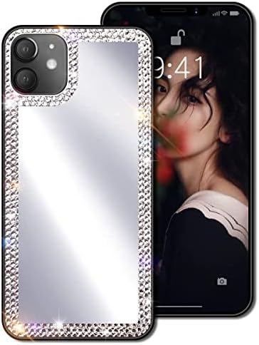 Cavdycidy iPhone 11 ogledalo slučaj Bling sa dijamantom, Bling akrilna ogledalo telefon slučaj kristal koji
