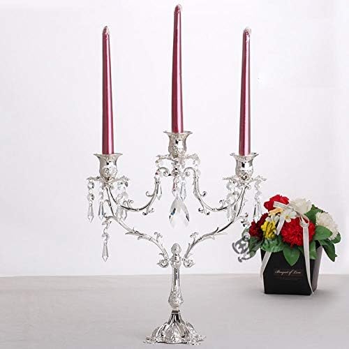 Gvozdeni držač sveća za večeru sa 5 ruku držači za sveće stoje Srebrna visina 14.97 in / 38cm
