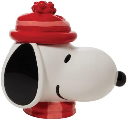 Enesco Peanuts Keramika Snoopy Face Sculpted Canister Cookie Jar, 10.24 Inch, Multicolor