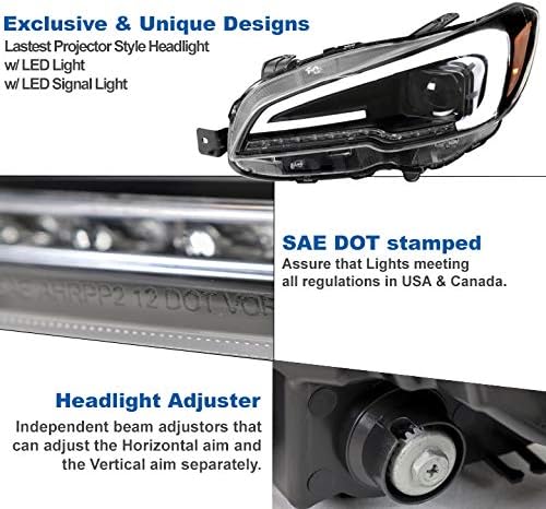 ZMAUTOPARTS LED sekvencijalni signalni projektor farovi Crni w/ 6 bijeli DRL kompatibilni sa 2015-2020 Subaru