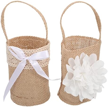 Veemoon pokloni za tinejdžerke Rattan Basket 6 kom Burlap wedding flower girl basket rustikalna korpa za korpe
