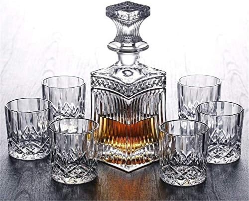 Decanter Whiskey Set Whiskey Glass Leads Besplatno sofisticirano dekant sa čepom i 6 koktelom za naočale, irski viski, konjak, rakija, mikseri, pucnjevi, mješavine, kokteli