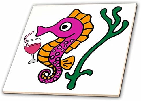 3drose slatka smiješna šarena morska Konjica za piće vino plaža Crtić-pločice