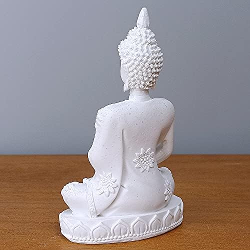 Hyfan Mini Sandstone Buddha Yoga Meditacija Kip Harmonična figurica Kolekcionarski Craft Feng Shui Skulptura za kućnu kancelariju Desktop (bijela 3