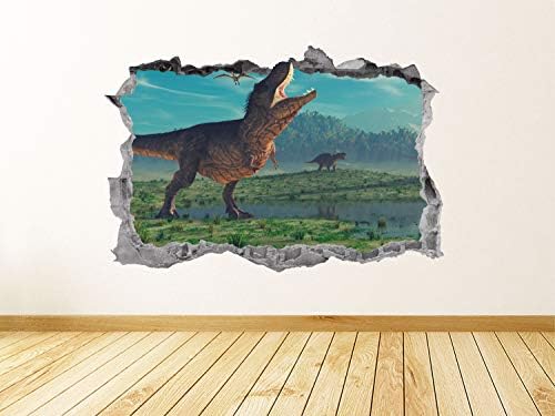 Dinosaur Zidna naljepnica Art Smašen 3D grafički T Rex Zidna naljepnica VOLCANO JURASSIC Svjetski zidni plakat Dječji dječaci Dječji poklon up388