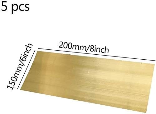 UMKY Mesingana ploča industrija ploča od mesinga DIY eksperiment Shee 150mmx200mm/6x8inch,Debljina:2,5 mm/0,1 inča, 5 kom metalna folija