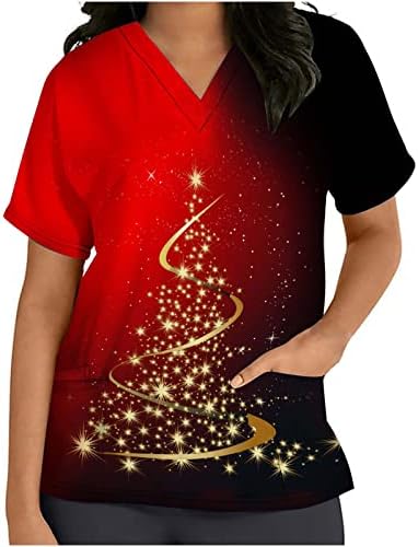Ženska ljetna jesenska bluza za piling Office Holiday Božić kratki rukav V izrez grafička bluza