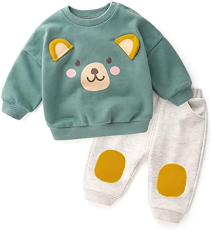 Bekarsy Toddler Baby Boy Boy Odjeća za jednu osobu za zimske odjeće Duge rukave s dugim rukavima, vrhovi + hlače set 6 mjeseci-2t