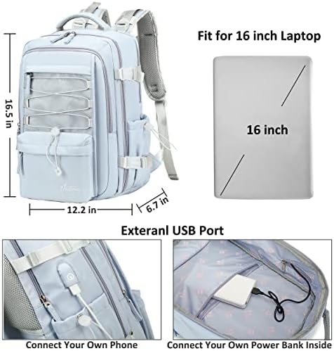 Putni ruksak za žene 15.6 inčnih laptopa ruksaci sa USB priključkom za nošenje na ruksaku Flight odobreno velikim