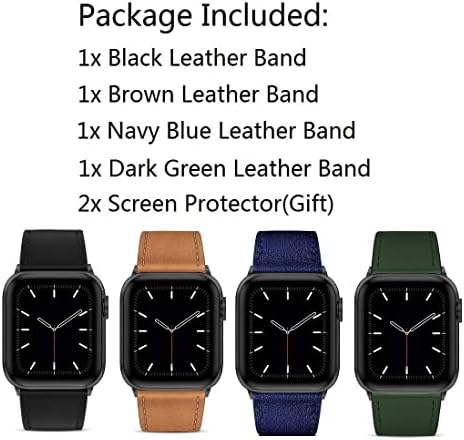 O.B.O Kompatibilan sa Apple Watch Band 49mm 45mm 44mm 42mm, originalni kožni trake za iwatch ultra se2 se serije 8 7 6 5 4 3 9, mornarsko plavo tamno smeđi zeleni crni bend, 2x zaštitnik zaslona kao poklon