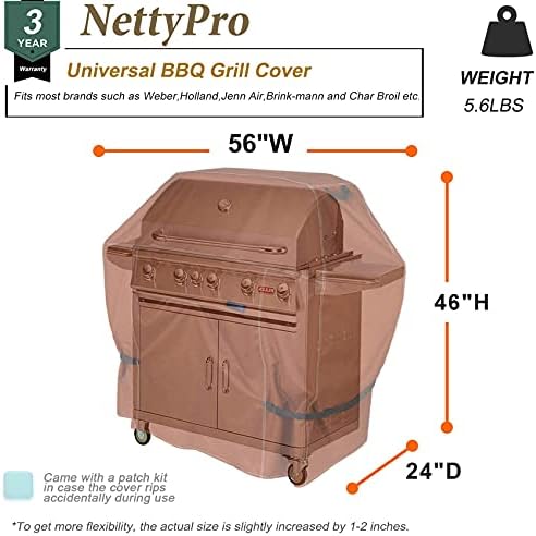 NettyPro poklopac za roštilj 56 inča vanjski vrt 600D vodootporni 2-3 plamenika za roštilj za Weber, Char-Broil,