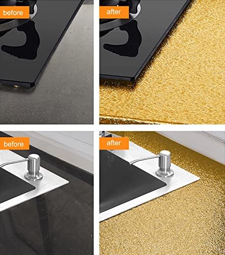 Feisoon 15.7 x78.7 Zlatni kontaktni papir Zlatni piling i stick tapete kuhinjska pozadina vodootporna kontaktna papirna samoljepljiva tapeta za ladice ormarića za radne površine