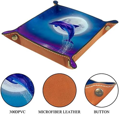 Kožna posuda za prodaju, kockica preklopna držač za kvadrat, obrub Organizator ploče za promjenu ključa kovanice, mjesec ocean delfin