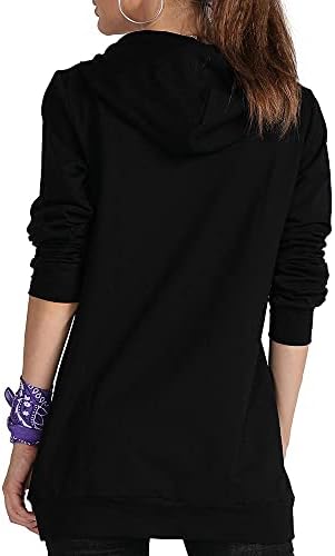 Duksevi za žene, pulover dukserišta dugih rukava s kapuljačom s kapuljačom Crna kapuljača sa džepom