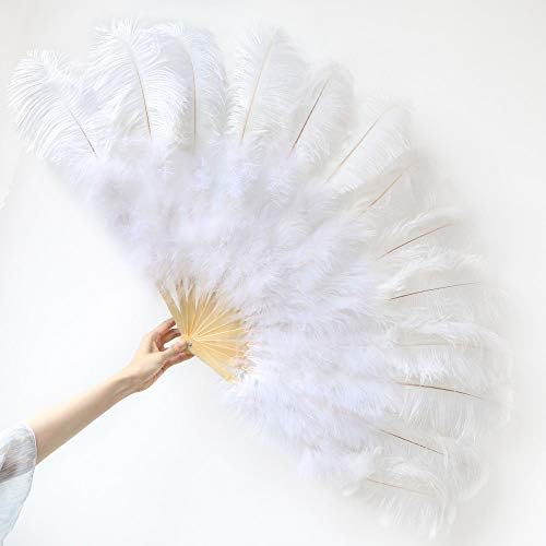 13 Kosti prirodni noj feather ručni ventilator za vjenčanje preklopni preklop elegantne velike zanema