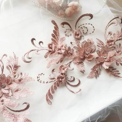 Ručno rađene perle 3D vjenčanica Applique modernog zaglavlja čipkasti ovratnik tkanina zakrpa, crveni pasulj