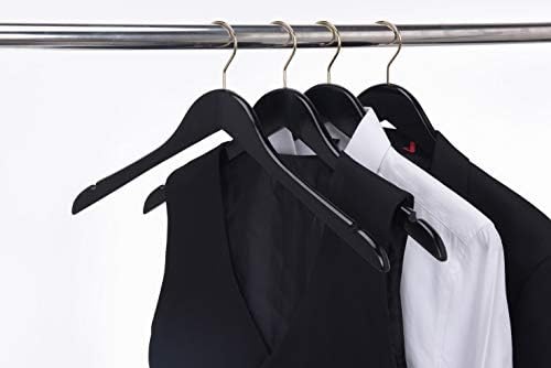 Kvalitetni polukriveni crni drveni vješalice za odijelo, 80-pakovanje Smooth Filmer sa čvrstom drvenom kaputom