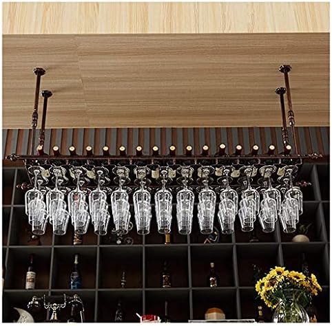 Aevheal Wine stalci za stalci za čaše za čaše za kovano gvožđe obrnuto čelo vina držač stropnog ukrasa za skladištenje Europska jednostavna vinska držač za vino Kuhinja / bar / restoran Bronza, smeđa, 150x30cm /