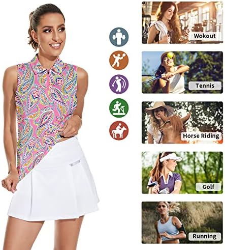 Soneven ženska golf košulja bez rukava od tiskanih polonih teniskih košulja vlage Wicking Athletic Sport Golf Tank top