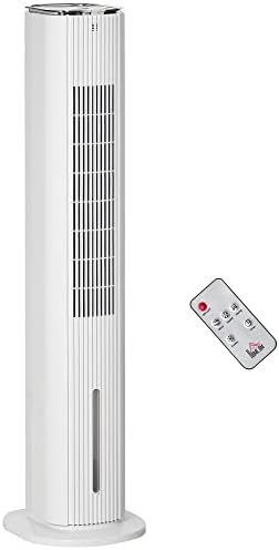 Homcom 42 2-u-1 evaporativni hladnjak zraka, prijenosni ventilator za hlađenje za kućni ured sa 3 načina, 3 brzine, daljinski upravljač, tajmer, LED displej, 1,3 Gal rezervoar, bijeli