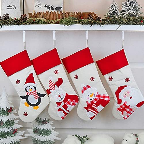 Ranoff 4pcs Holiday Božićne čarape, 17.7 Set od 4 Santa, Velike veličine Xmas Snjegović, Reindeer, Xmas karakter za božićne ukrase i zabavu Porodična sezona Pribor za božićne čarape