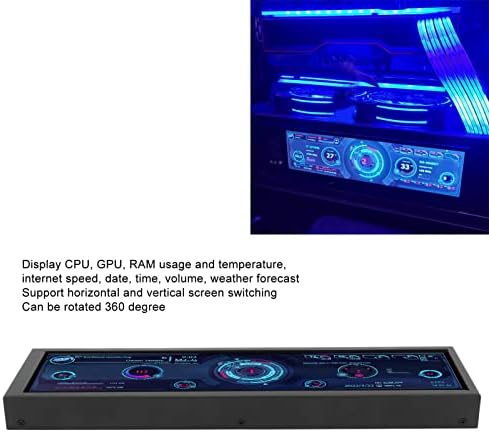 Zyyini 8.8 inčni IPS ekran, Aida64, CPU GPU SSD Monitor Temperature podataka, 1920x480, IPS puni ugao gledanja, donji ekran kućišta računara, za RPi, Linux, Windows