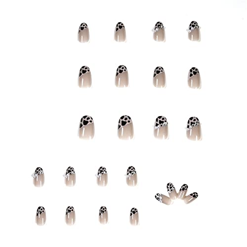 Badem lažni nokti kratki oštri Full Cover ljepilo uključeno Glitter Leopard Print Press na noktima 24 komada Nail Art savjet sa kutijom za salone za nokte i žene DIY Nail Art