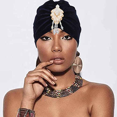 Yeilhile afrički kristalni turban crveni baršunasti herowwrap Tassel pokrivač za glavu zamotavanje