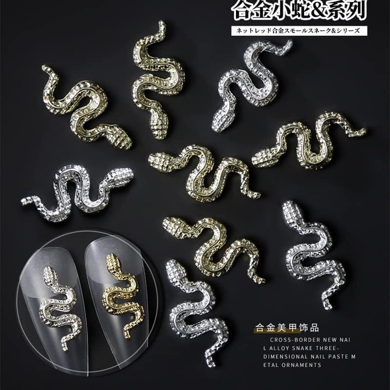 10kom Zlatna Srebrna zmija Punk dizajn Nail Art čari Legura Dragon životinje oblik 3D naljepnice nakit za