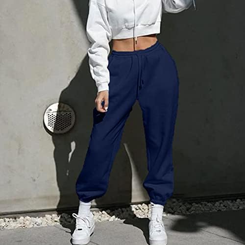 Ženski trenerci visoke struk baggy ravne salonske hlače cinch donji jogger hlače s džepovima Activewear