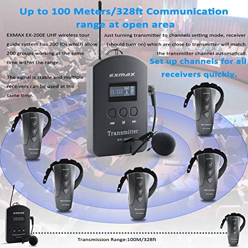 EXMAX EX-200e UHF bežični audio prenos glasa Pomoćna oprema za slušanje za socijalno distanciranje tihi privatni Prezentacijski govor crkveni prevod