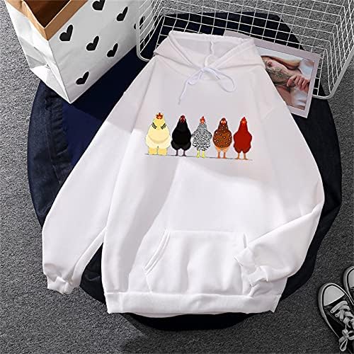 TUDUOMS košulje za piletine za žene djevojke slatka smiješna grafička majica udobna dukserica s kapuljačom