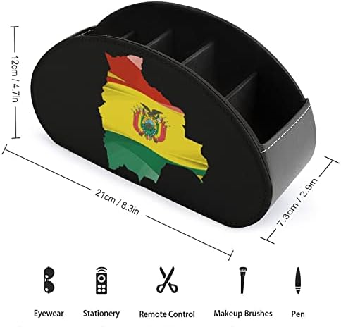 Mapa Bolivije kutija za daljinsko upravljanje multifunkcionalna PU kožna TV daljinska držač desktop Organizator kutija sa 5 pretincem za TV daljinske upravljače, olovka, četkica za šminkanje jedne veličine